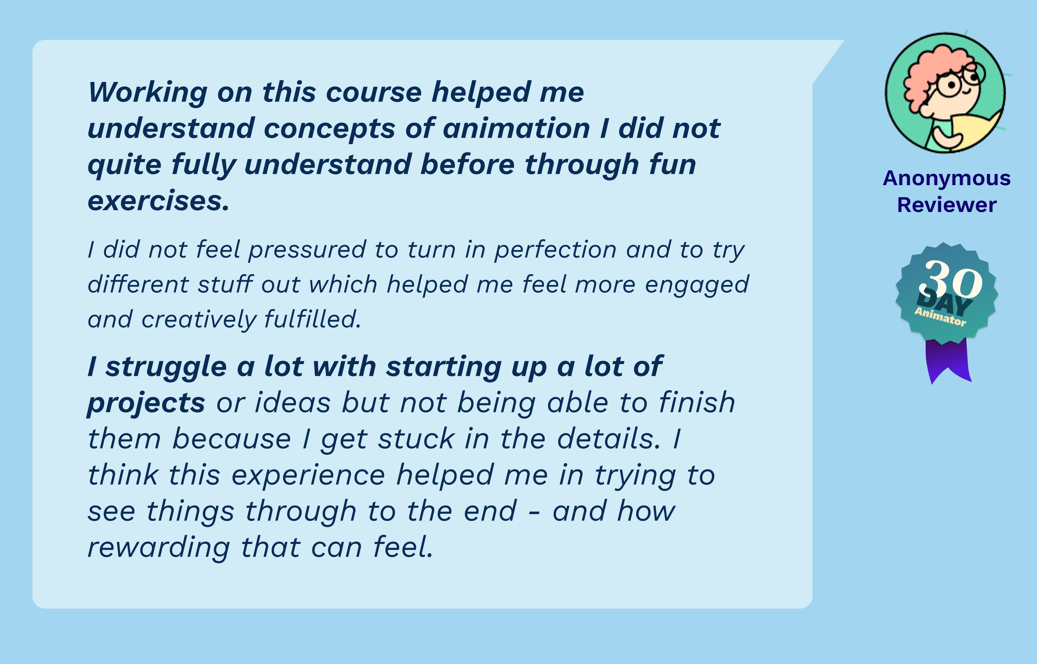 Student testimonial
